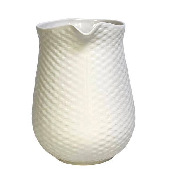 Basket Wreath by Tabletops Unlimited White Embossed Large 72 oz Pitcher - Picture 4 of 7